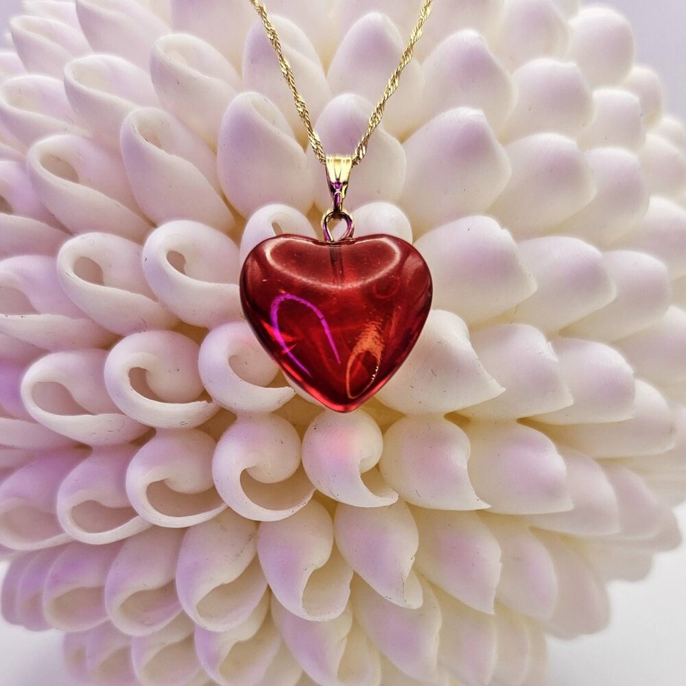 VALENTINE SALE!! Red Heart Necklace On 14K Gold Filled Chain By Fucci Minnulli